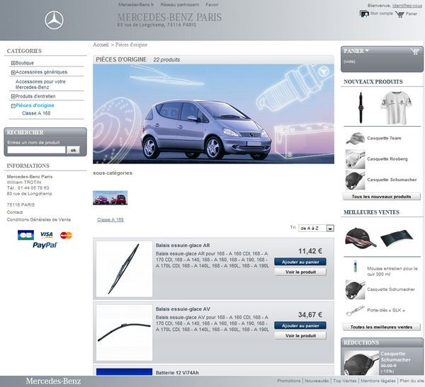 Mercedes ouvre sa boutique de e-commerce sur la toile