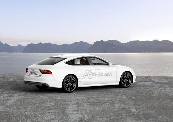 L'Audi A7 Sportback h-tron quattro à pile à combustible sur la ligne de départ