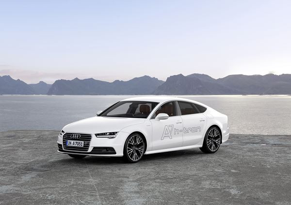 L'Audi A7 Sportback h-tron quattro à pile à combustible sur la ligne de départ