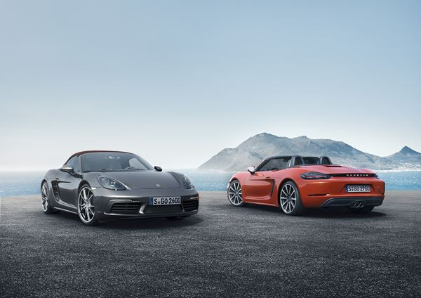 Le roadster Porsche 718 Boxster embarque un moteur turbo quatre cylindres à plat