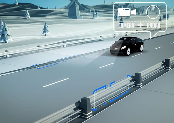 La détection des bords de route avec assistant directionnel Volvo évite les sorties de route