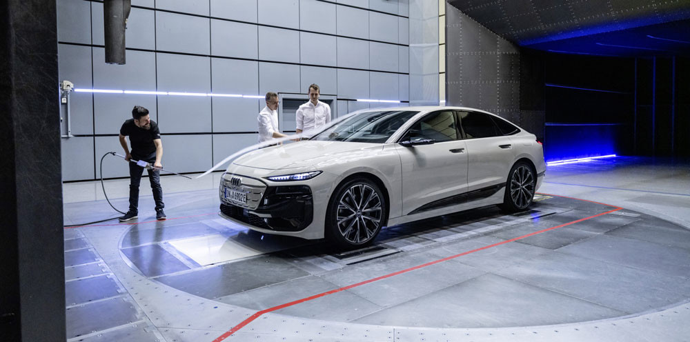 L'aérodynamique de l'Audi A6 Sportback e-tron atteint une valeur Cx de 0,21