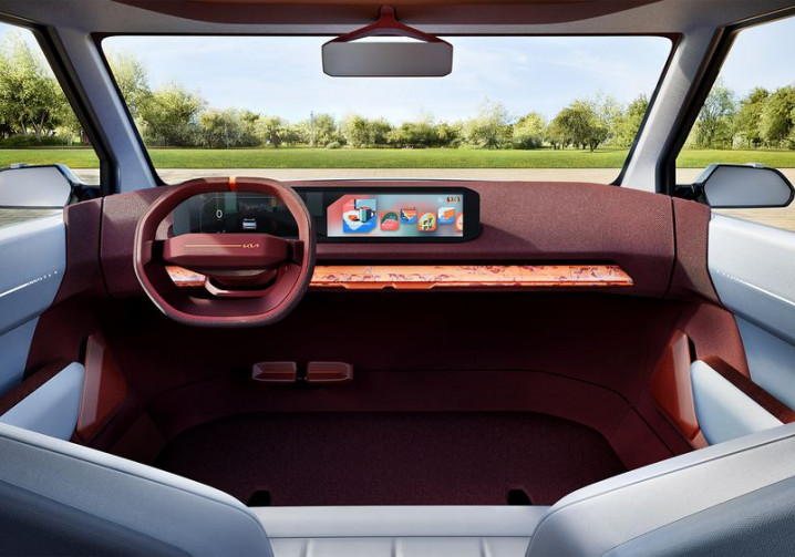 Un matériau combinant le bois, le papier et des textiles recyclés dans l'habitacle du Kia Concept EV2