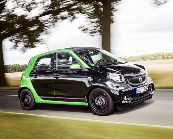 La smart forfour électrique revendique une autonomie de 155 kilomètres NEDC